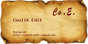 Csulik Edit névjegykártya